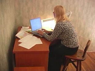 RUSSIAN MOM 20 blonde mature with 2 young men