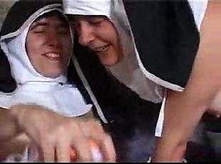 Hot nuns have strapon sex and use black guys