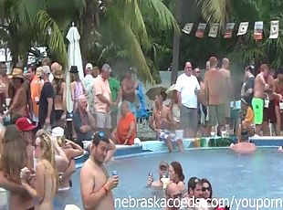Fun Loving Girls Partying Naked at Pool Party Dante's Club Key West