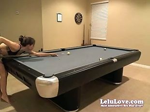 Webcam girl plays pool in lingerie then takes a bath